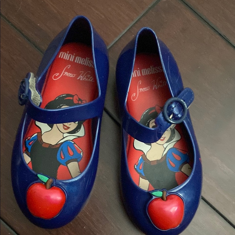 Mini Melissa Kids Blue Shoes with Snow White Apple Design